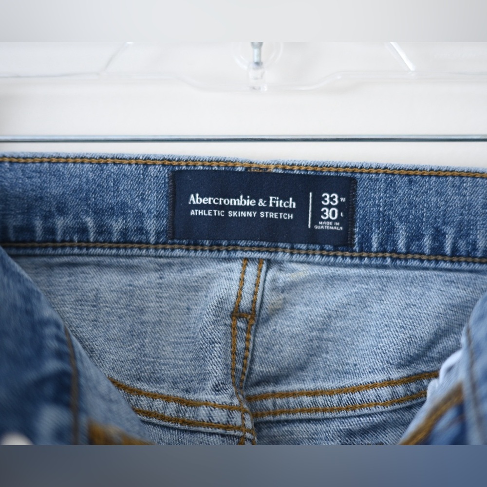 Abercrombie & Fitch Men’s Athletic Skinny Stretch Distressed Jeans 33wx30L - Picture 6 of 13